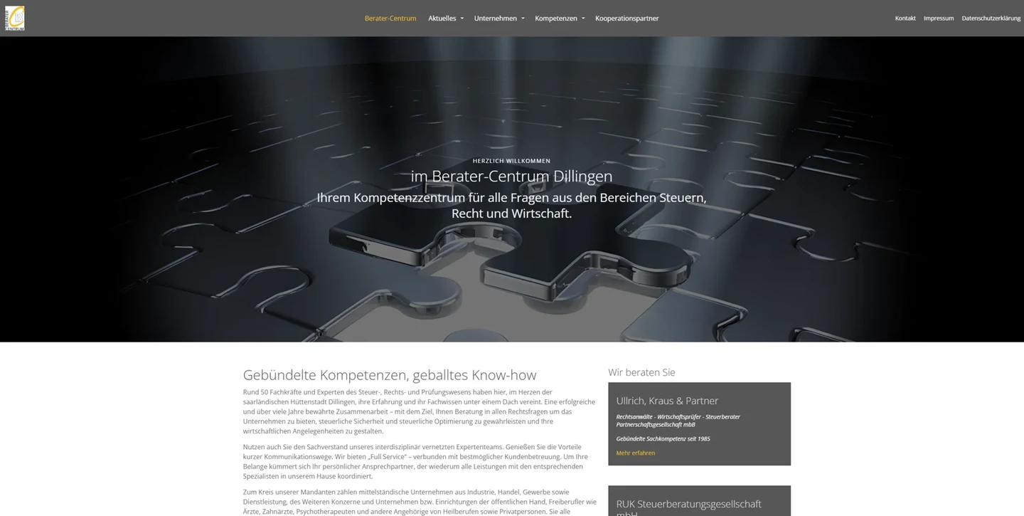 Screenshot der Website von Berater-Centrum Dillingen
