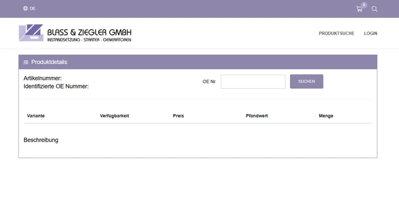 Screenshot der Website von Blass & Ziegler GmbH
