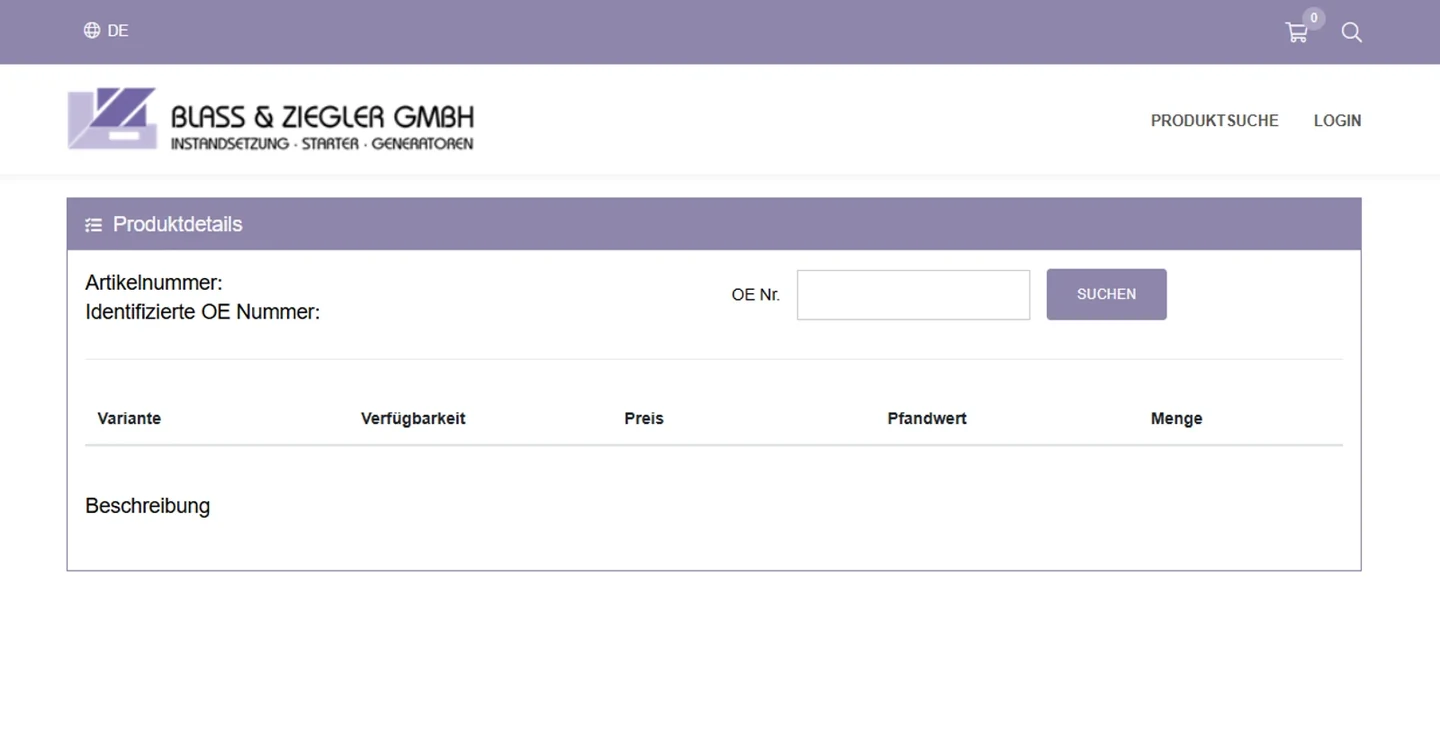 Screenshot der Website von Blass & Ziegler GmbH