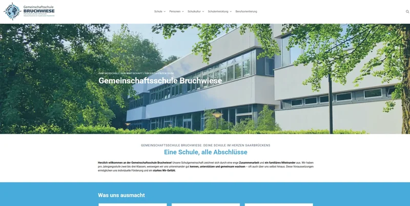Screenshot der Website von Gemeinschaftsschule Bruchwiese