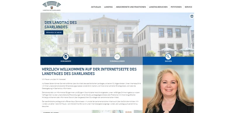 Screenshot der Website von Landtag des Saarlandes