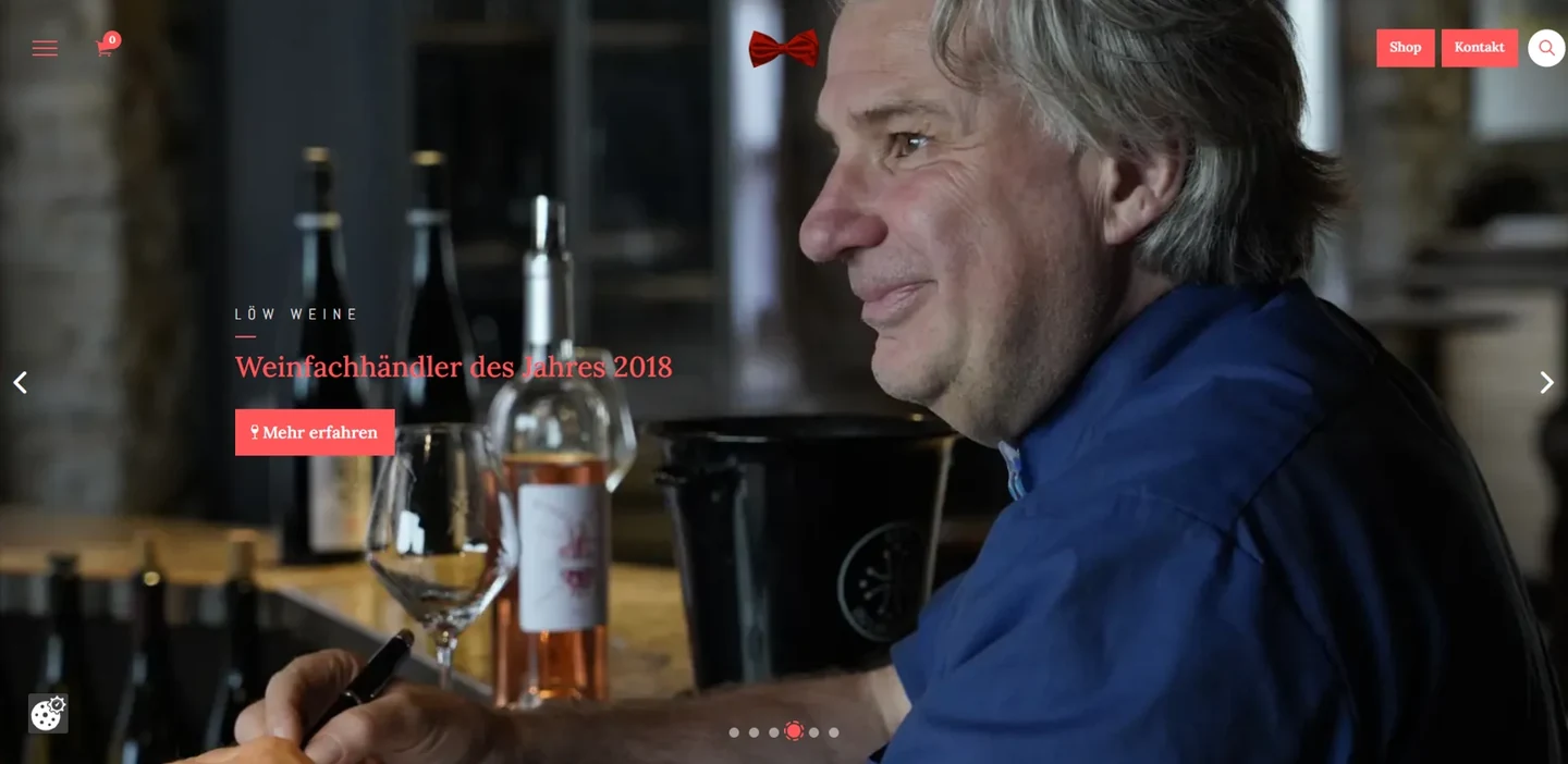 Screenshot der Website von Löw Wein