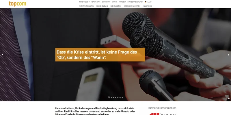 Screenshot der Website von Topcom Communications
